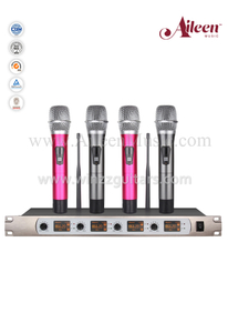 Dört Kanallı Alıcı Elde Taşınabilir FM UHF MIC Kablosuz Mikrofon (AL-SE2014)